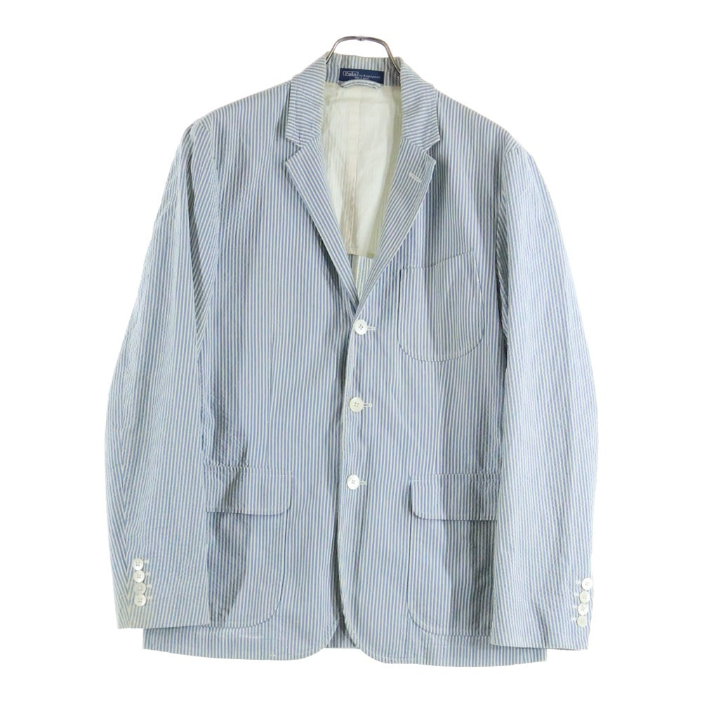 POLO RALPH LAUREN(ポロラルフローレン) SEERSUCKER 3B TAILORED JACKET シアサッカーストライプ3Bテーラードジャケット インディゴ/ホワイト