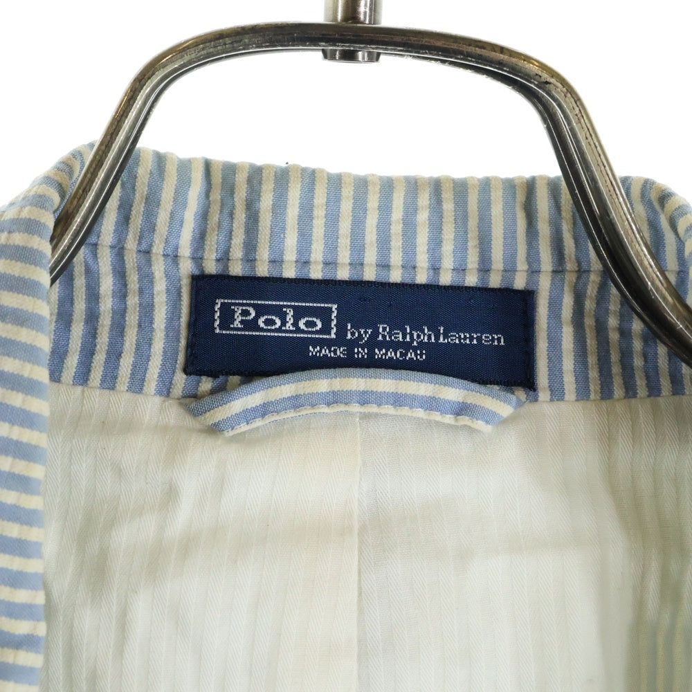 POLO RALPH LAUREN(ポロラルフローレン) SEERSUCKER 3B TAILORED JACKET シアサッカーストライプ3Bテーラードジャケット インディゴ/ホワイト