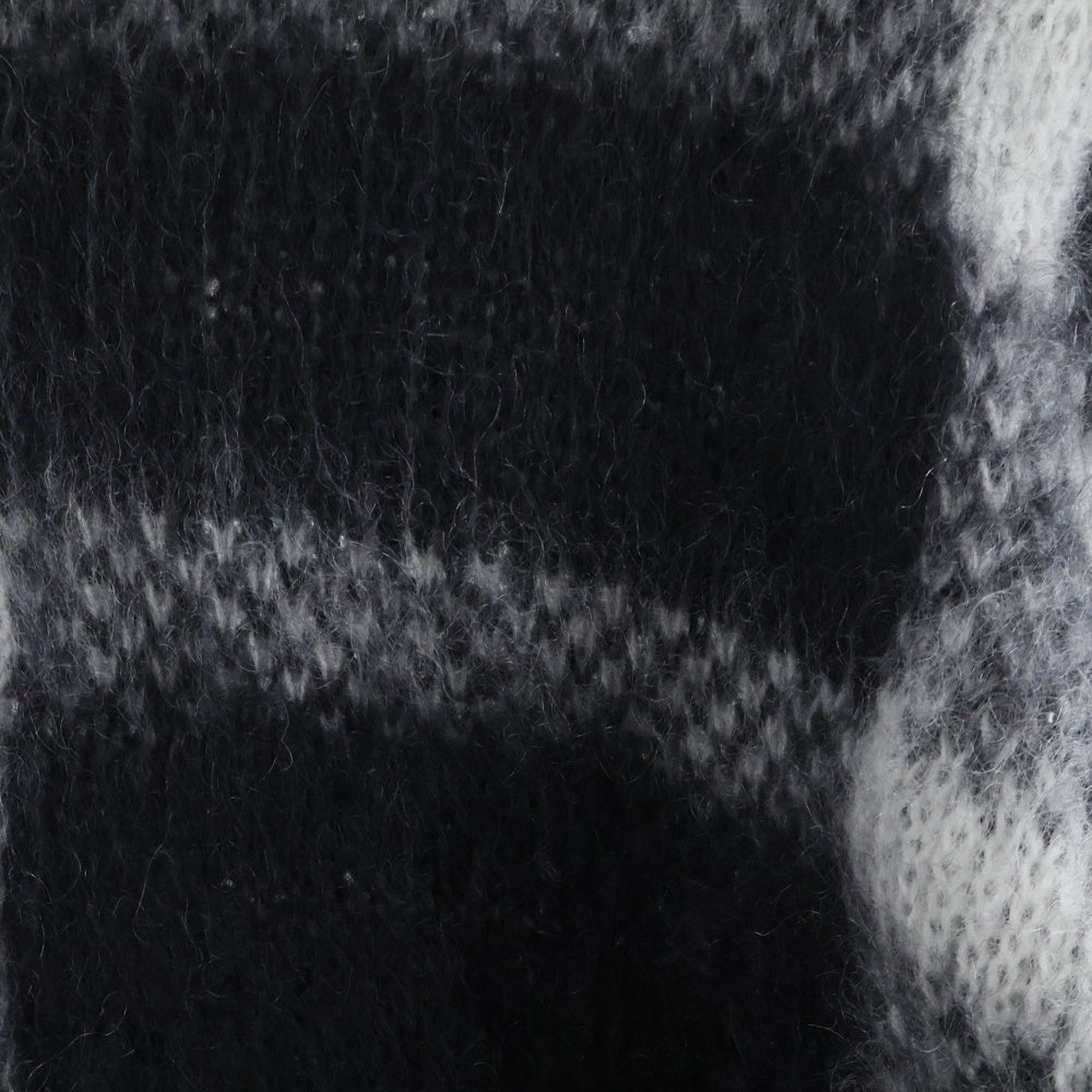 MAISON KITSUNE(メゾンキツネ) Mohair Check Kint JM00557KT1072 モヘア チェック クルーネックニットセーター ブラック/ホワイト