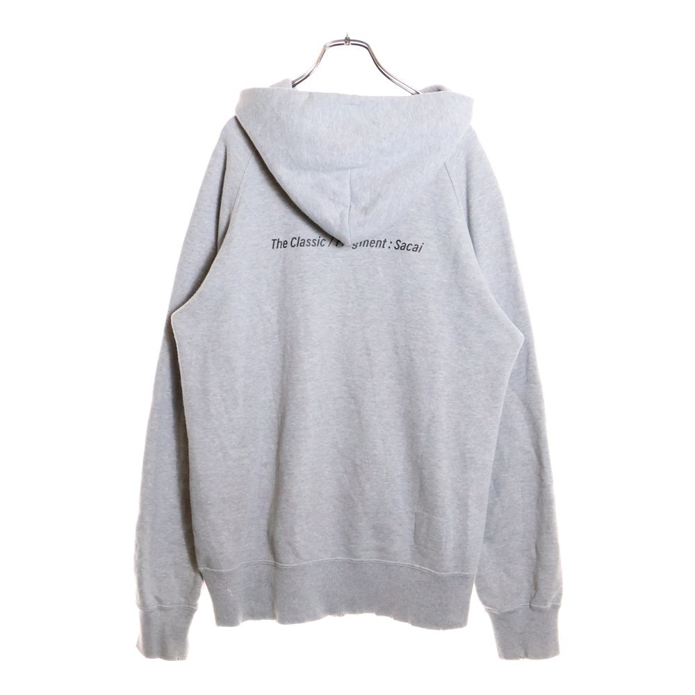 Sacai(サカイ) ×Fragment Design Logo Hoodie 21‐0315S ×フラグメント デザイン ロゴ プルオーバーパーカー フーディー グレー