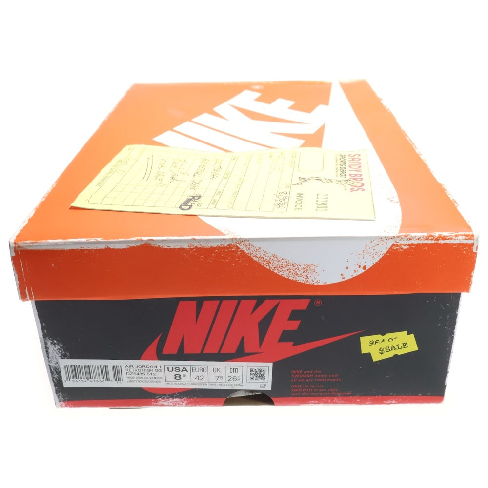 NIKE(ナイキ) AIR JORDAN 1 HIGH OG DZ5485-612 エアジョーダン1 ハイ OG ロスト&ファウンド シカゴ ハイカットスニーカー シューズ ホワイト/レッド US8.5/26.5cm