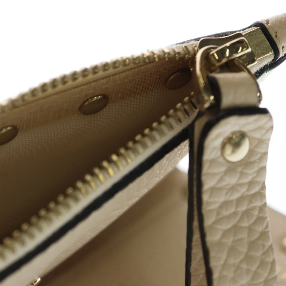 VALENTINO GARAVANI(ヴァレンチノガラヴァーニ) Studs Wallet スタッズ 2つ折り財布 レザーウォレット ホワイト レディース