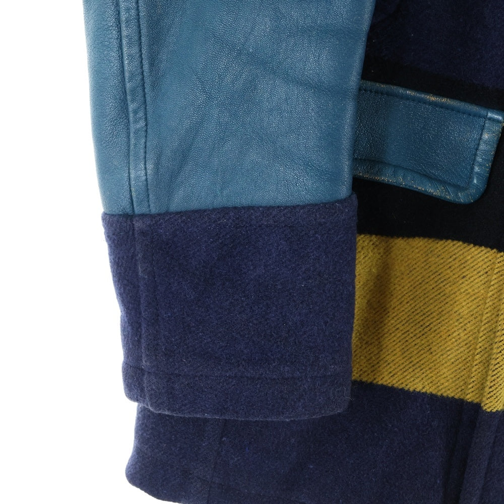 SEVESKIG(セヴシグ) レザー切替 ウールPコート 襟ボア マルチカラー JK-SV-SA-1006