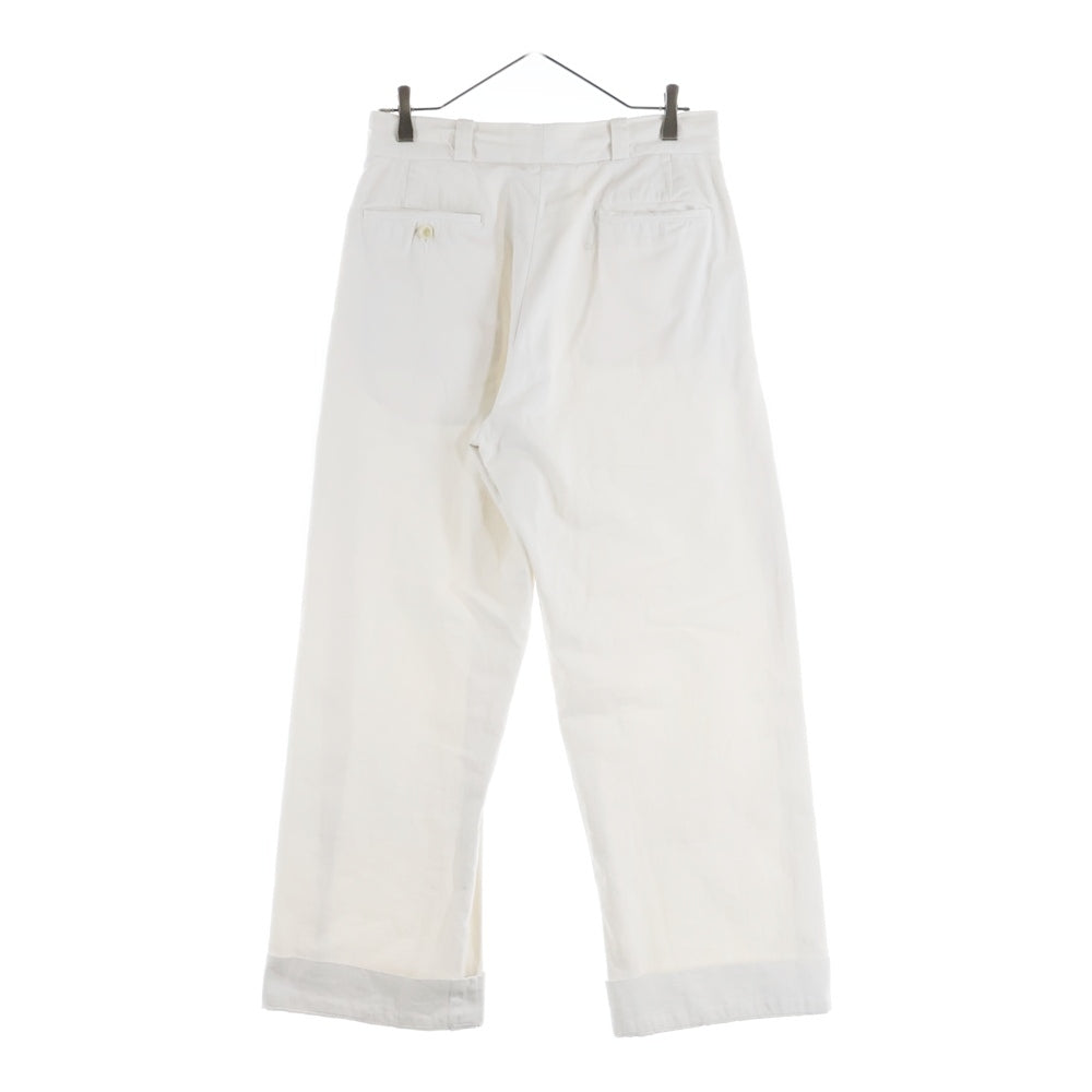45RPM(フォーティーファイブアールピーエム) バックワンポイントロゴ刺繍 コットンワイドパンツ レディース ホワイト 502 6048