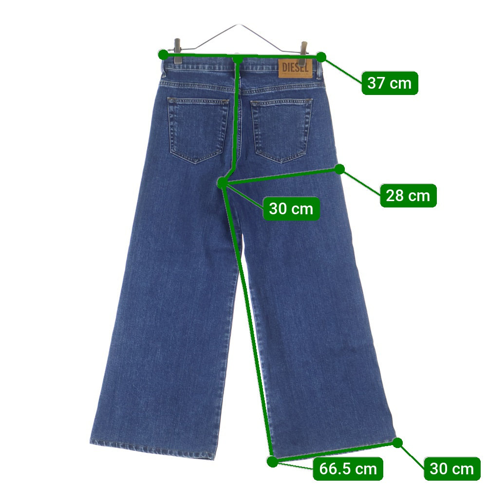 DIESEL(ディーゼル) 1978 D-AKEMI-J Cotton Blend Wide-Leg Jeans A02106 ウォッシュド加工 ワイドデニムパンツ ジーンズ レディース インディゴ