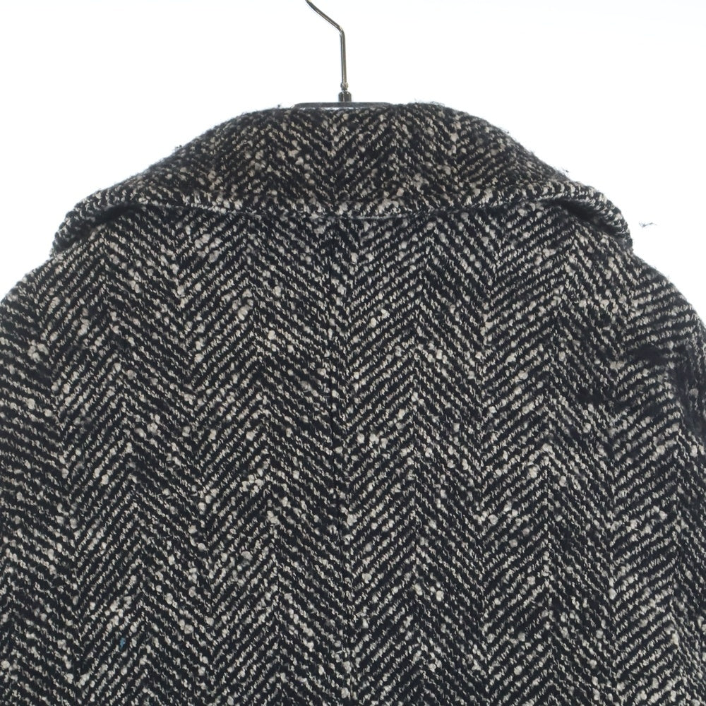 Y's(ワイズ) WOOL SLUB YARN HERRINGBONE MIDDLE CAPE COAT YX-C07-110 ウール スラブ ヤーン ヘリンボーン ミドル ケープ コート ブラック/ホワイト