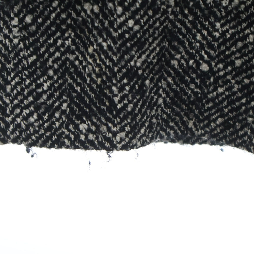 Y's(ワイズ) WOOL SLUB YARN HERRINGBONE MIDDLE CAPE COAT YX-C07-110 ウール スラブ ヤーン ヘリンボーン ミドル ケープ コート ブラック/ホワイト