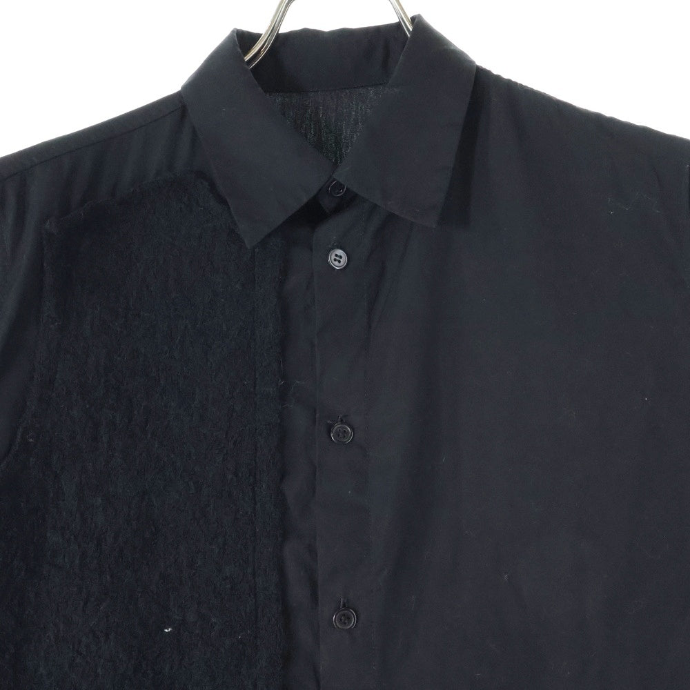Y's(ワイズ) Wool Design Long Sleeve Shirt YC-B06-802 フロントウールデザイン 長袖ドッキングシャツ ブラック