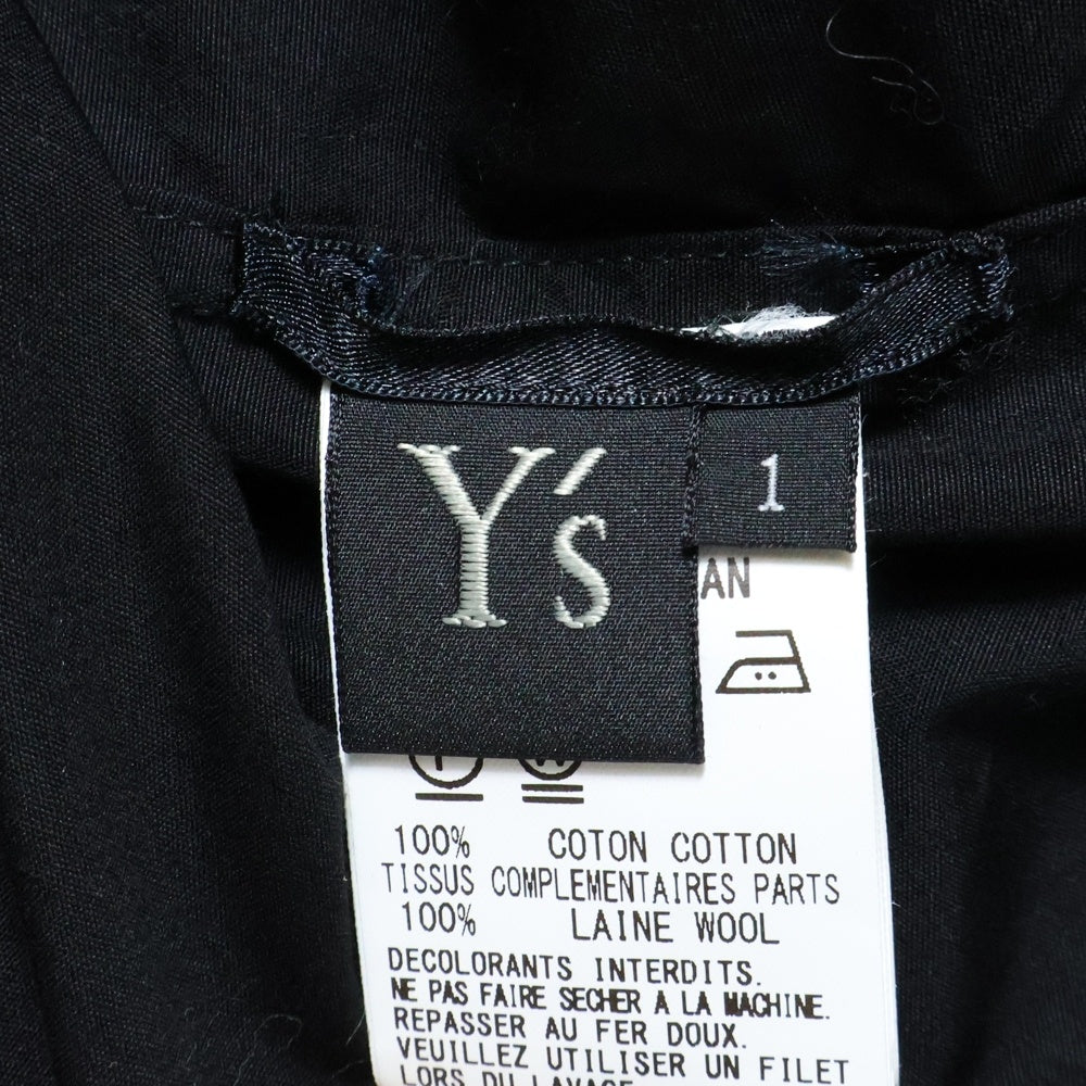 Y's(ワイズ) Wool Design Long Sleeve Shirt YC-B06-802 フロントウールデザイン 長袖ドッキングシャツ ブラック