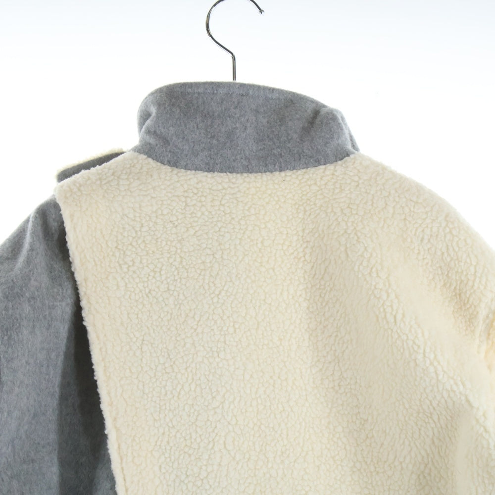 NO BRAND(ノーブランド) THE KEIJI 【ザ・ケイジ】 ナイロン ウール ドッキング ジップアップボアジャケット レディース アイボリー/グレー