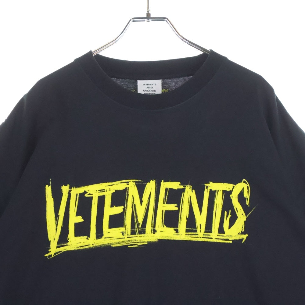 VETEMENTS(ヴェトモン) 20AW WORLD TOUR T-SHIRT UAH21TR618 ワールドツアー プリントクルーネック半袖Tシャツカットソー ブラック
