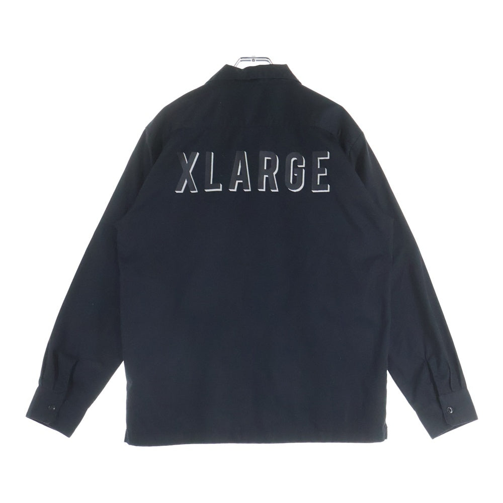 X-LARGE(エクストララージ) ロゴ ワッペン バックプリント 長袖シャツ ブラック 01164403