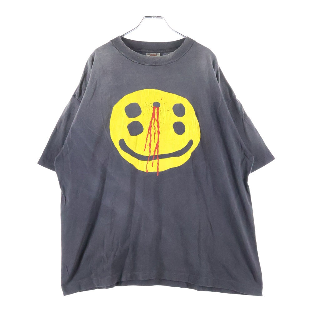 SAINT MICHAEL(セントマイケル) 24AW CP SS TEE SMILE ヴィンテージ加工プリント半袖Tシャツ カットソー グレー SM-YS1-0000-C01