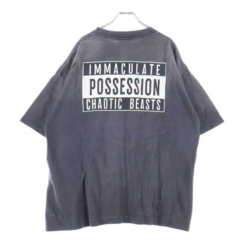 SAINT MICHAEL(セントマイケル) 24AW CP SS TEE SMILE ヴィンテージ加工プリント半袖Tシャツ カットソー グレー SM-YS1-0000-C01