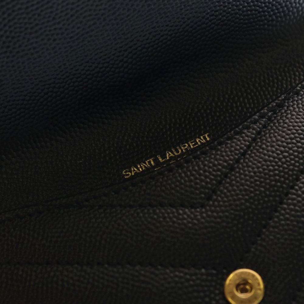 SAINT LAURENT PARIS(サンローランパリ) YSLロゴ Vステッチ フラグメントケース コインケース レザー ブラック GUE612808