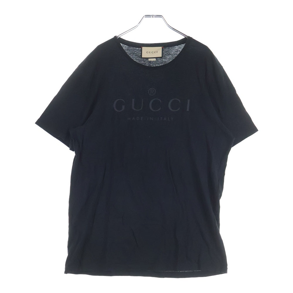 GUCCI(グッチ) Tonal Logo Tee 441685 トーナル フロントロゴプリント クルーネック半袖Tシャツカットソー ブラック