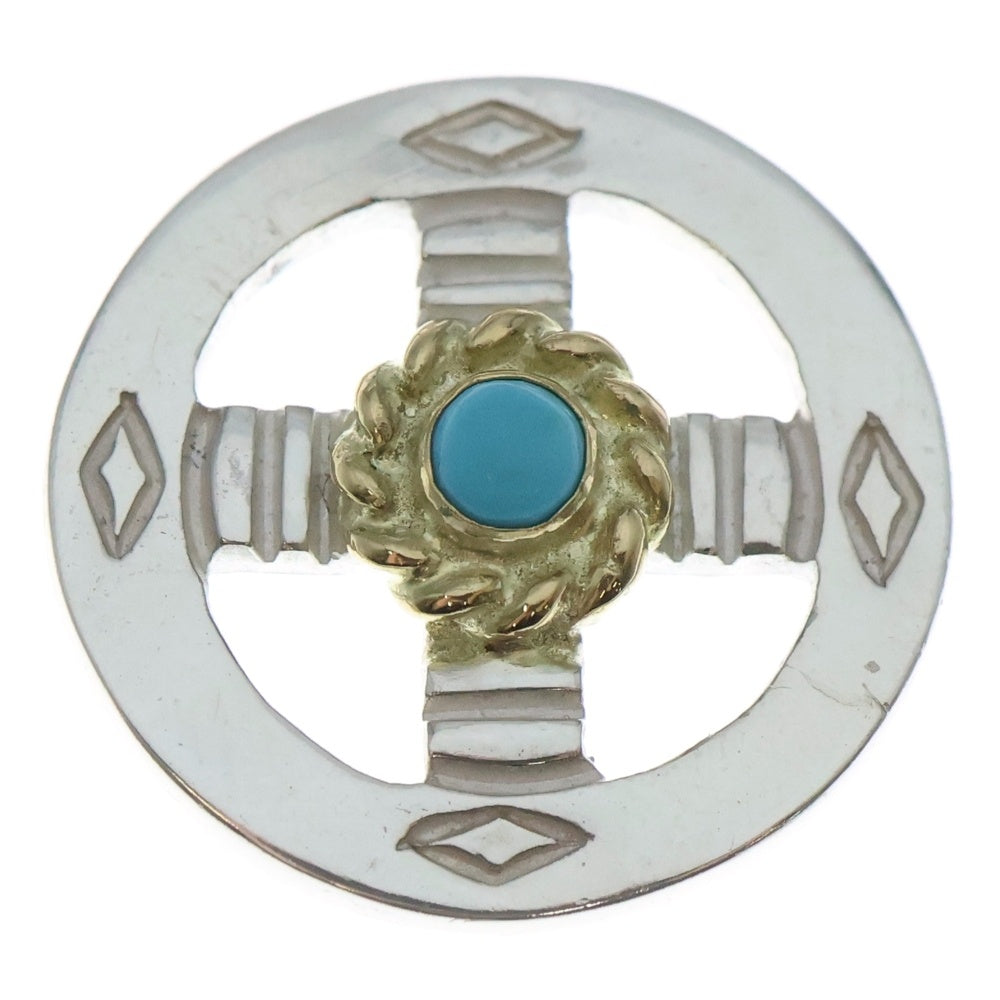 NO BRAND(ノーブランド) THE SUN (ザサン) 丸型金縄ターコイズ メディスンホイール 18mm シルバー/ゴールド/ライトブルー