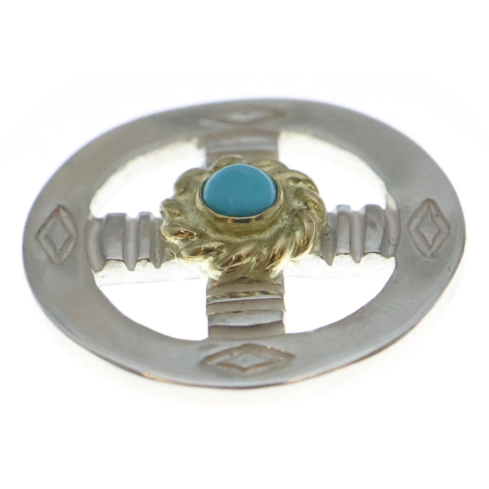 NO BRAND(ノーブランド) THE SUN (ザサン) 丸型金縄ターコイズ メディスンホイール 18mm シルバー/ゴールド/ライトブルー