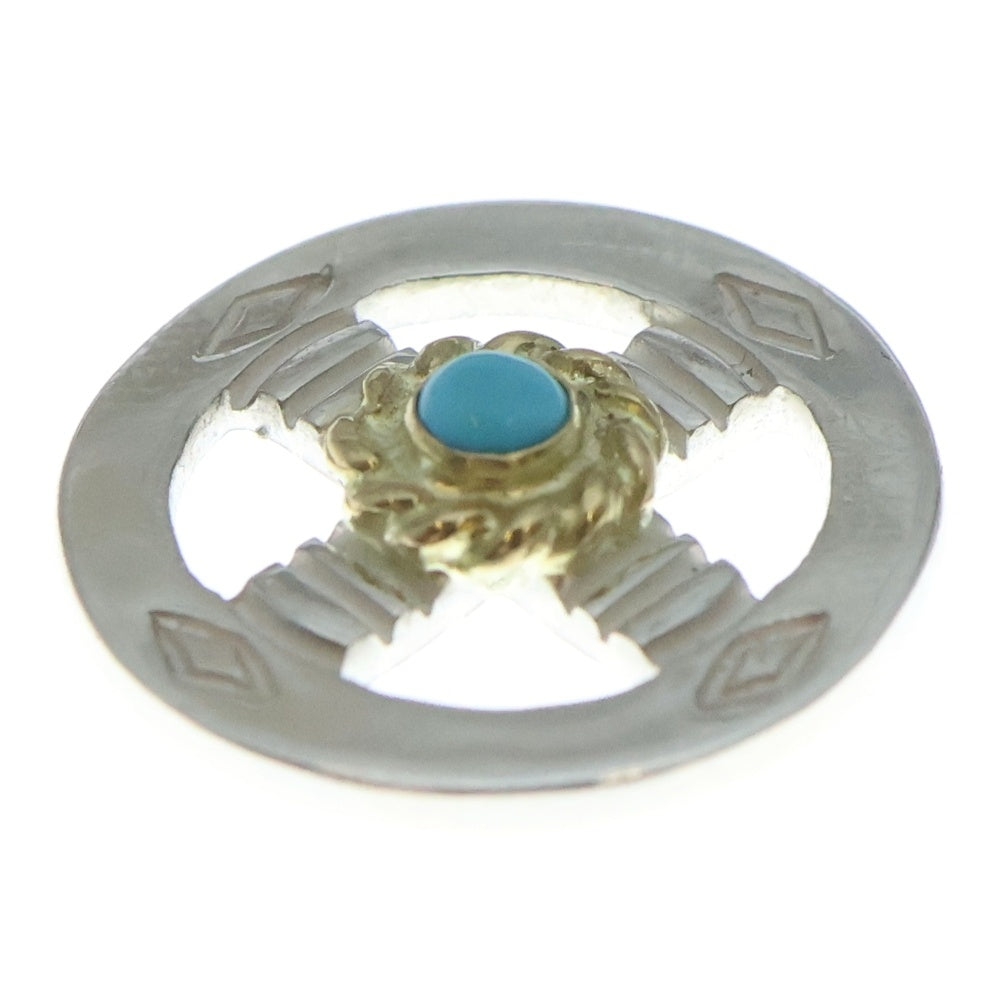 NO BRAND(ノーブランド) THE SUN (ザサン) 丸型金縄ターコイズ メディスンホイール 18mm シルバー/ゴールド/ライトブルー