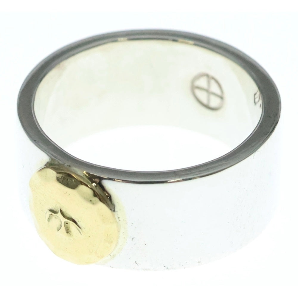 NO BRAND(ノーブランド) THE SUN (ザサン) 平打ちリング K18浮きイーグルメタル 10mm 指輪 シルバー