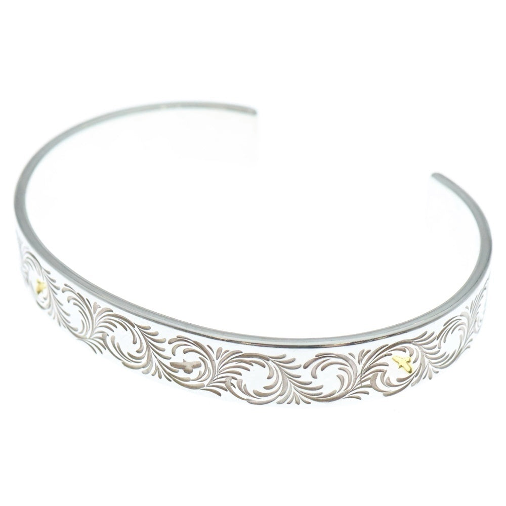 THE SUN(ザサン) 唐草彫り ゴールド&シルバー イーグルスタンプ バングル 10mm シルバー/ゴールド