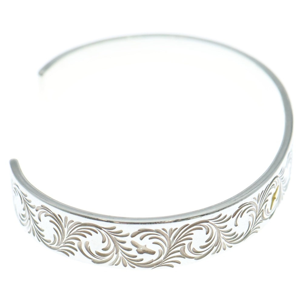 THE SUN(ザサン) 唐草彫り ゴールド&シルバー イーグルスタンプ バングル 10mm シルバー/ゴールド
