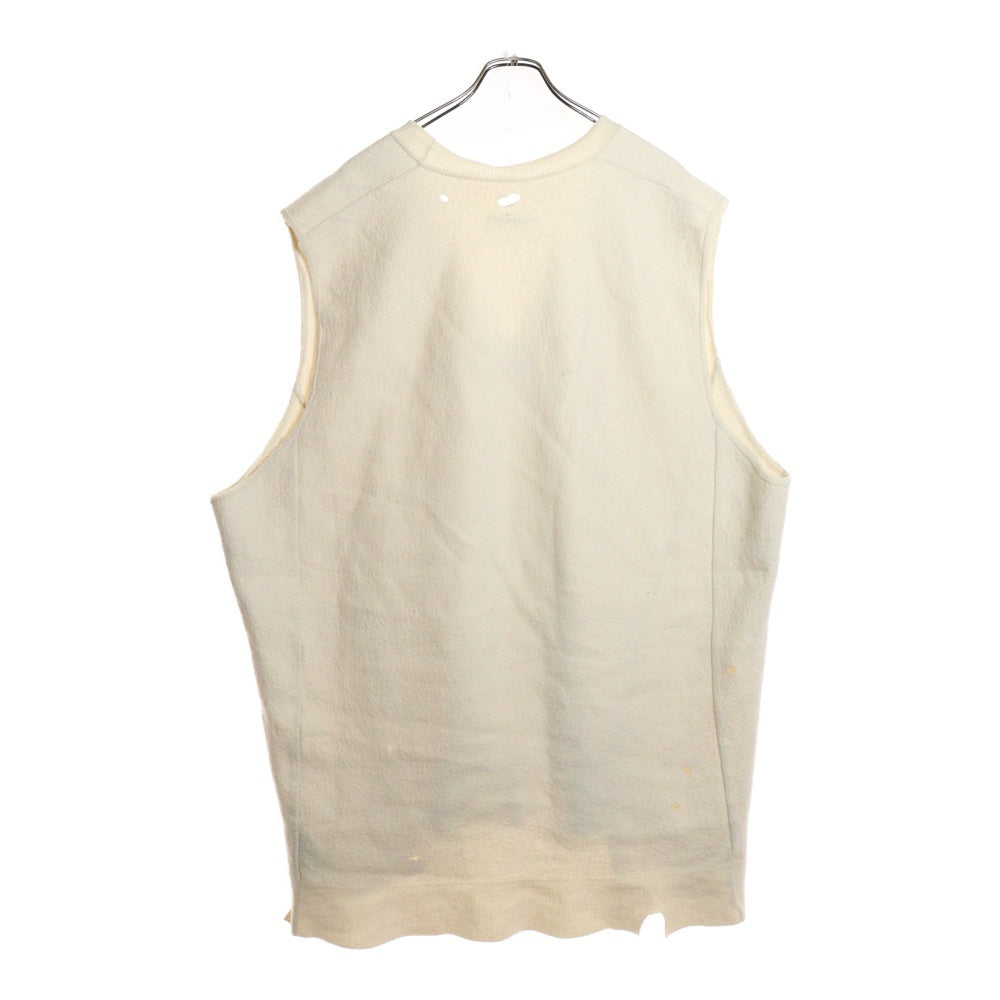 MM6 Maison Margiela(エムエムシックスメゾンマルジェラ) 23AW V Neck Mini Dress1 Vest S52DD0014 S18284 ウール Vネック ミニドレス ダメージ加工 ベスト ベージュ