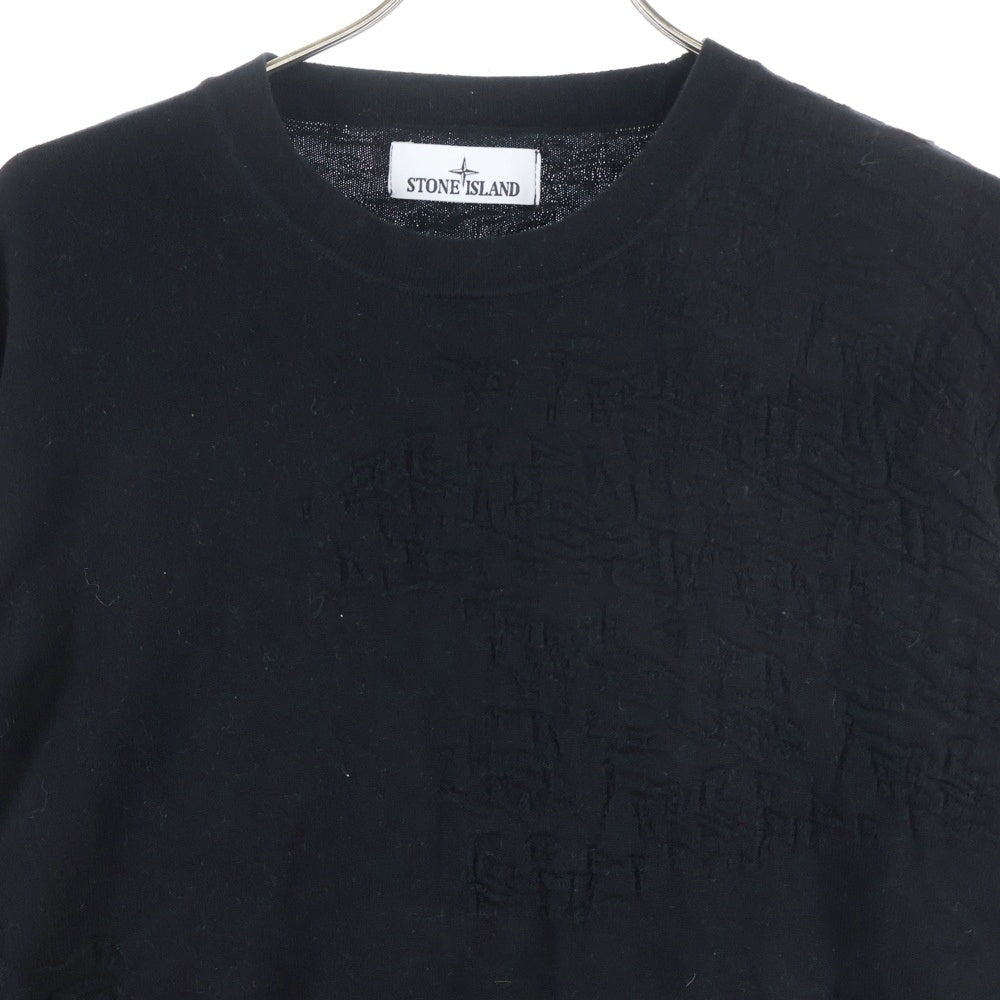 STONE ISLAND(ストーンアイランド) Sweater 7815515B3 総柄 ロゴワッペン クルーネックスウェットトレーナー ブラック