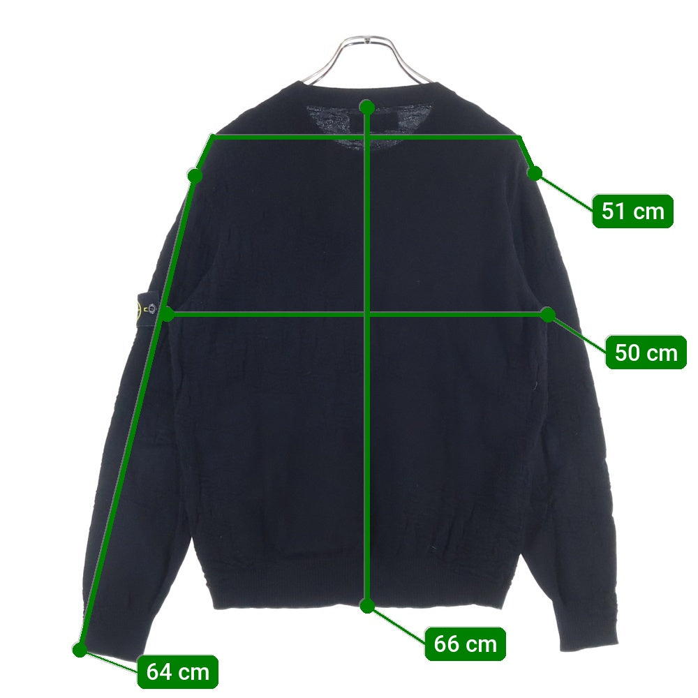 STONE ISLAND(ストーンアイランド) Sweater 7815515B3 総柄 ロゴワッペン クルーネックスウェットトレーナー ブラック