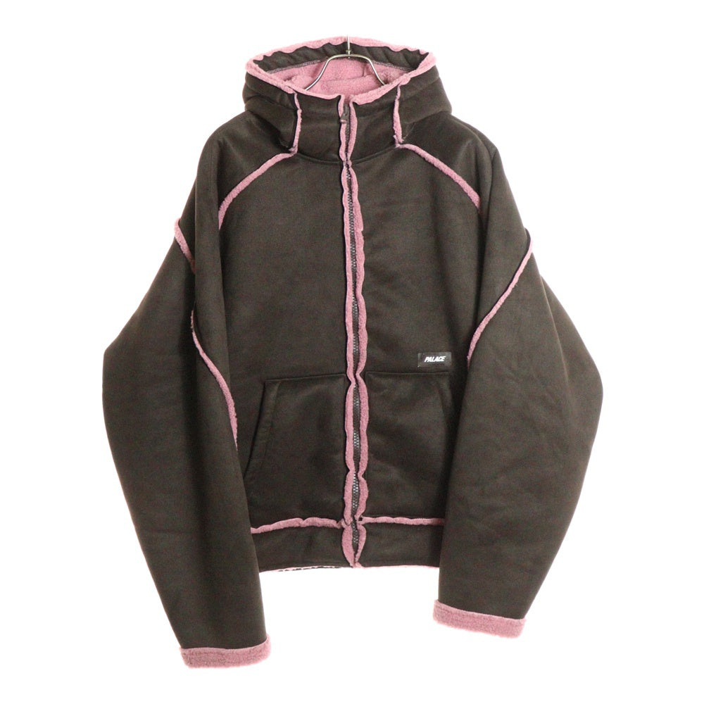 Palace Skateboards(パレススケートボーズ) 25AW SHERPA FAUX SUEDE HOODED JACKET スエード ボア ジャケット フーディ ブラウン/ピンク
