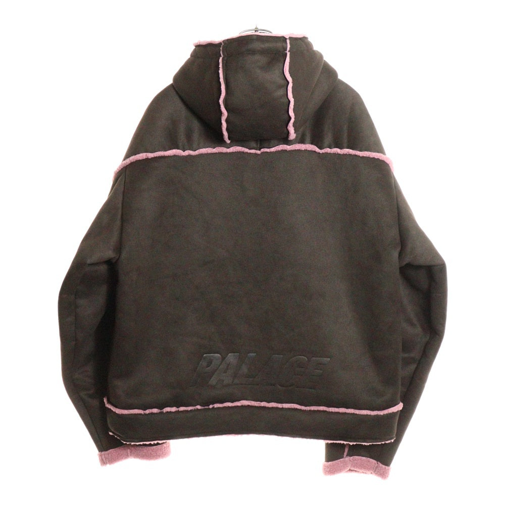 Palace Skateboards(パレススケートボーズ) 25AW SHERPA FAUX SUEDE HOODED JACKET スエード ボア ジャケット フーディ ブラウン/ピンク