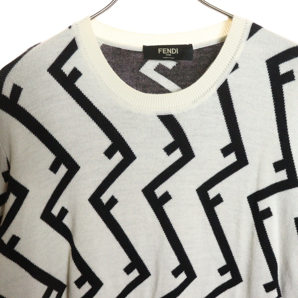 FENDI(フェンディ) FF柄クルーネックニットセーター ホワイト FZZ489 A93S