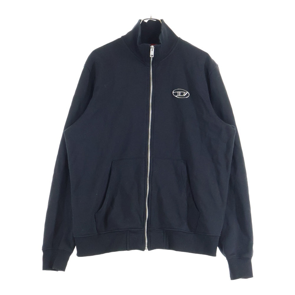 DIESEL(ディーゼル) S-GINNI-ZIP-OD A11439 ジップアップ パーカー コットン スウェット メタルDロゴ ハイネック ブラック