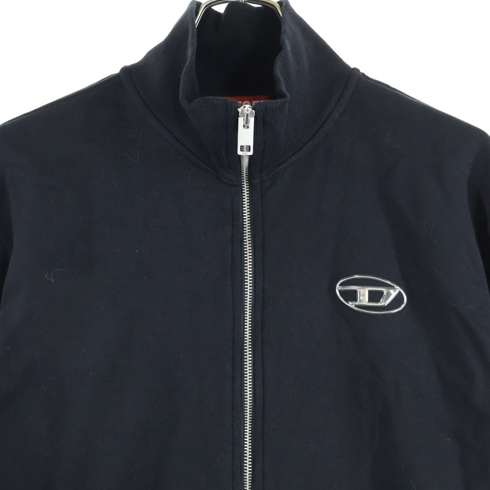 DIESEL(ディーゼル) S-GINNI-ZIP-OD A11439 ジップアップ パーカー コットン スウェット メタルDロゴ ハイネック ブラック