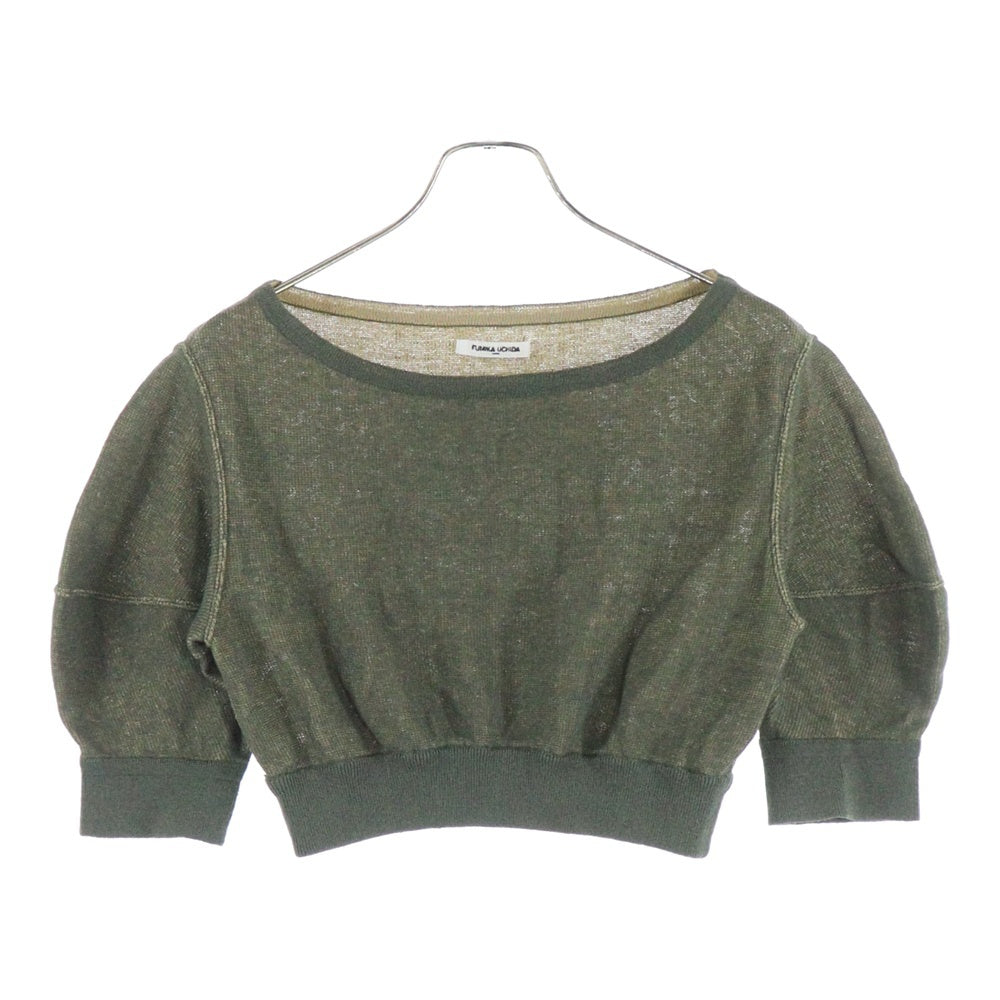 FUMIKA UCHIDA(フミカウチダ) リネン ナイロン クルーネック半袖ニット セーター グリーン レディース FU-L-KT001