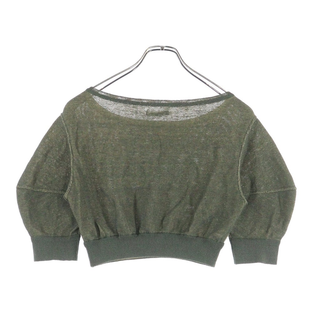 FUMIKA UCHIDA(フミカウチダ) リネン ナイロン クルーネック半袖ニット セーター グリーン レディース FU-L-KT001