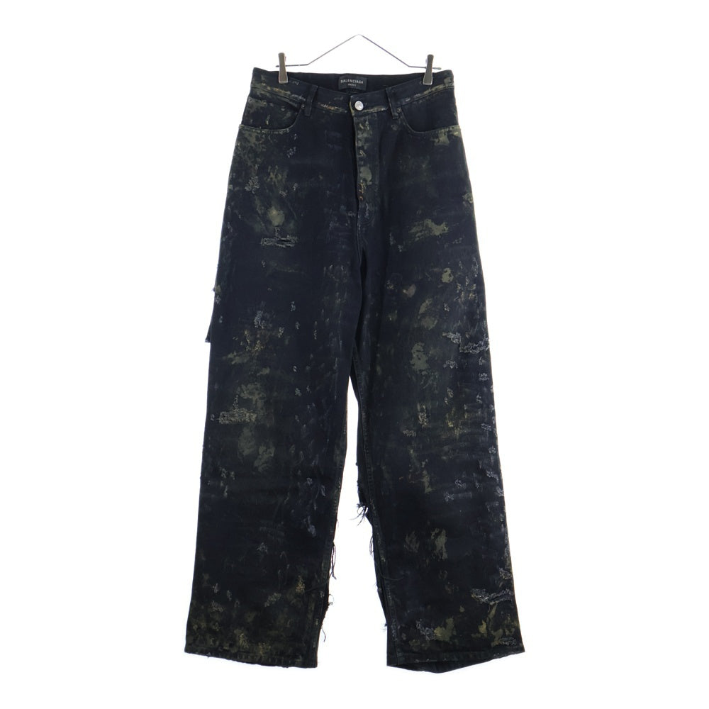 BALENCIAGA(バレンシアガ) 23SS SUPER DESTROYED BAGGY 745248 TBP47 スーパーデストロイ加工 ラージフィットバギーデニムパンツ ジーンズ ブラック