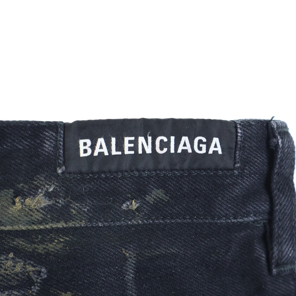 BALENCIAGA(バレンシアガ) 23SS SUPER DESTROYED BAGGY 745248 TBP47 スーパーデストロイ加工 ラージフィットバギーデニムパンツ ジーンズ ブラック