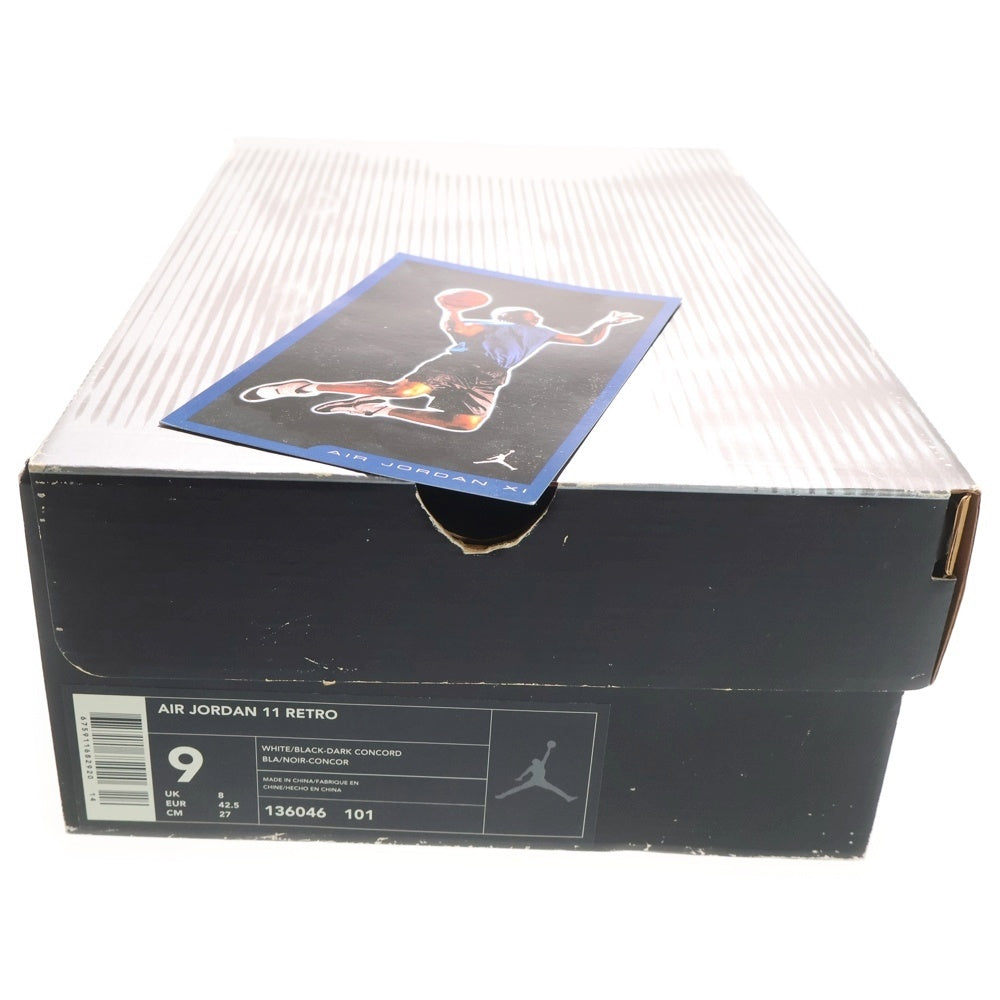 NIKE(ナイキ) 【鑑賞用 2008年製】AIR JORDAN 11 RETRO CONCORD 136046-101 エアジョーダン11 レトロ コンコルド ハイカットスニーカー ホワイト/ブラック US9/27cm