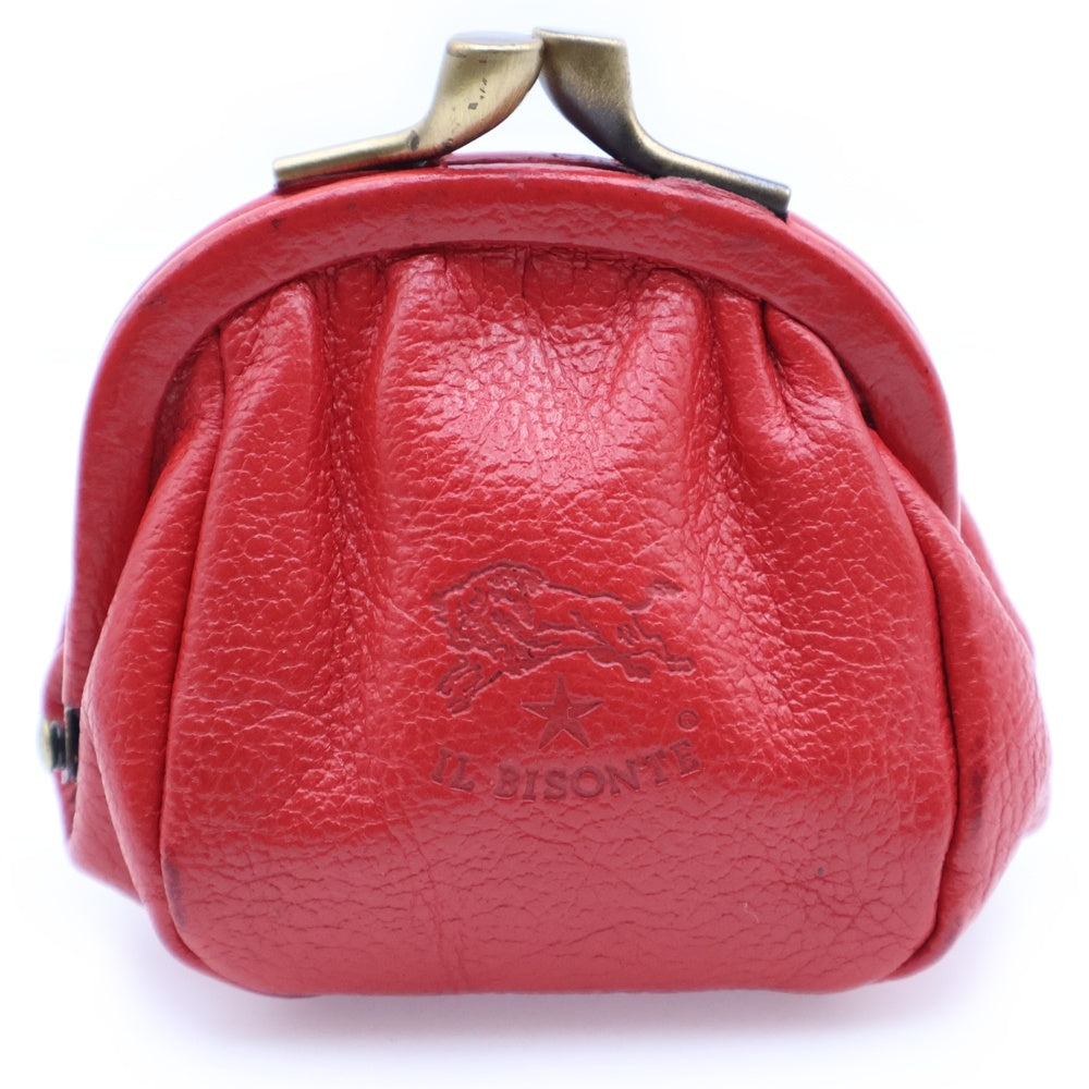 IL BISONTE(イル ビゾンテ) がま口 レザーコインケース 小物入れ レッド