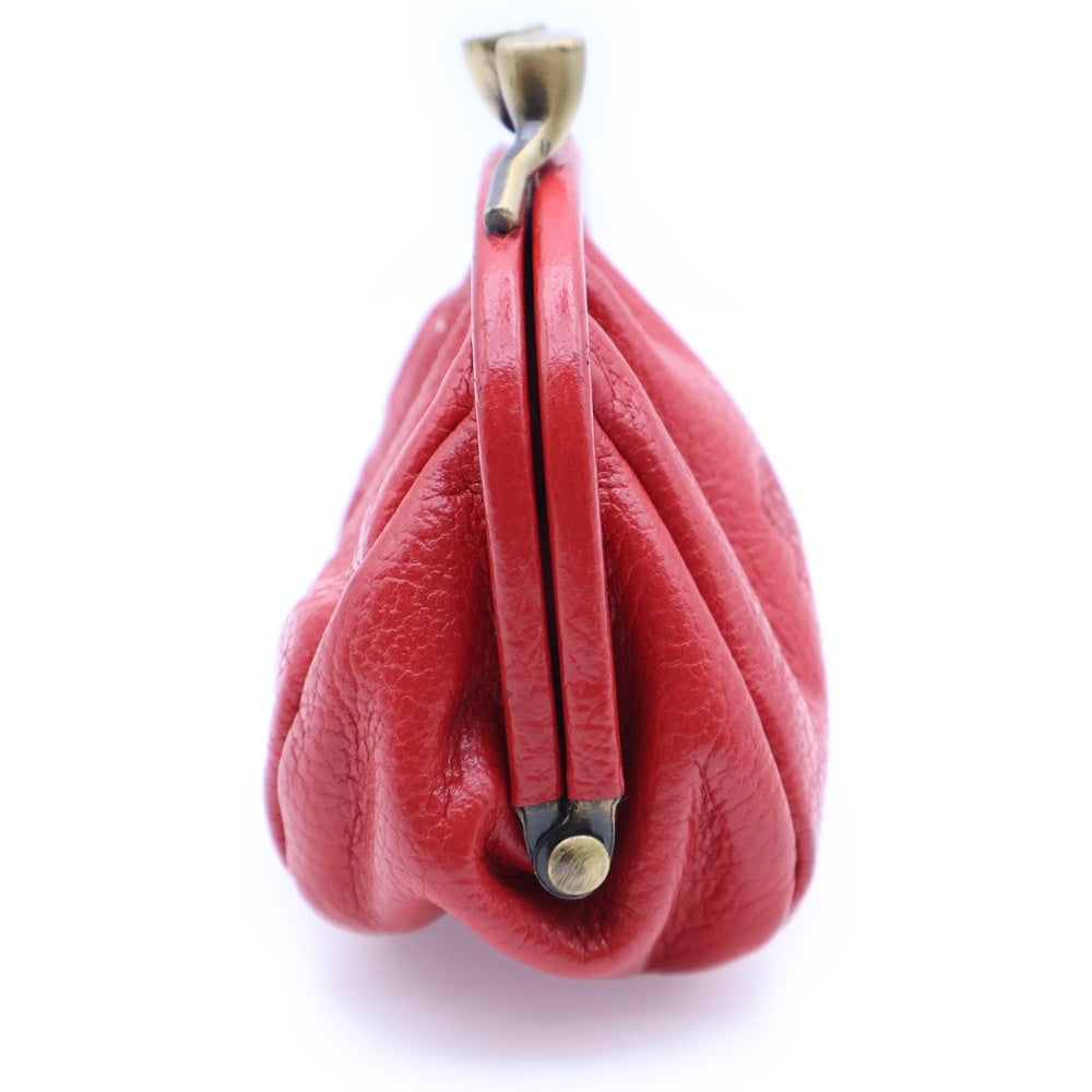 IL BISONTE(イル ビゾンテ) がま口 レザーコインケース 小物入れ レッド