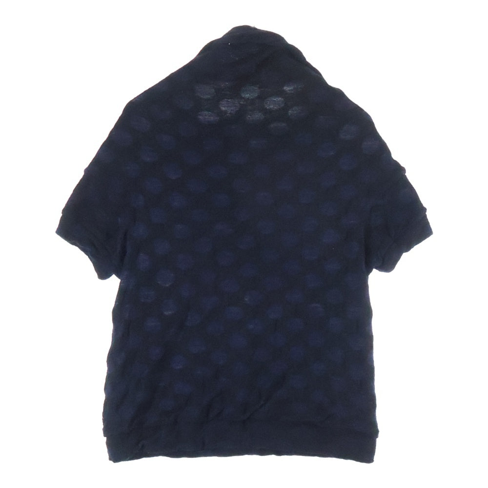Y's(ワイズ) Dot Pattern High Neck Short Sleeve Knit YF-T56-175 ドット柄 ハイネック半袖ニットTシャツカットソー ネイビー レディース