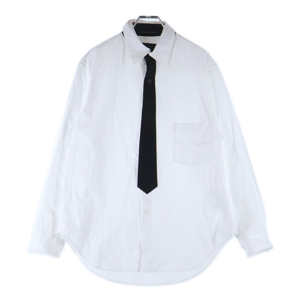 Y's(ワイズ) Black Tie Design Longsleeve Shirt FX-B82-001 ブラックネクタイデザイン 長袖シャツ ホワイト レディース