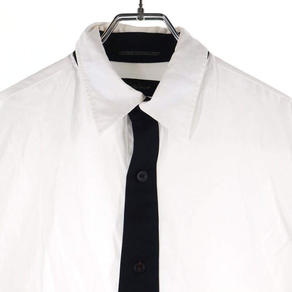 Y's(ワイズ) Black Tie Design Longsleeve Shirt FX-B82-001 ブラックネクタイデザイン 長袖シャツ ホワイト レディース
