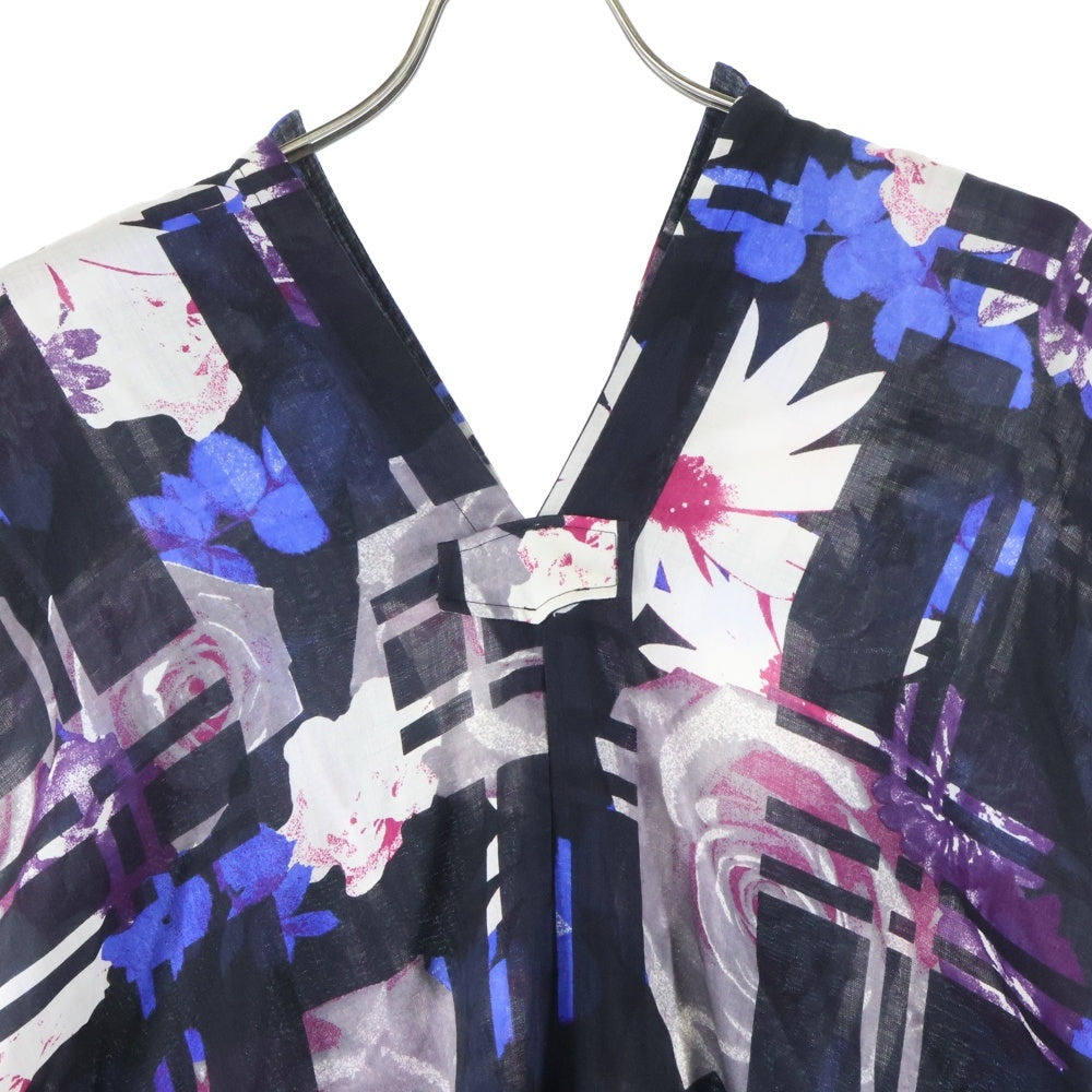 Y's(ワイズ) Flower Print Dress YF-B06-120 フラワープリント ノースリーブ ワンピース ネイビー レディース