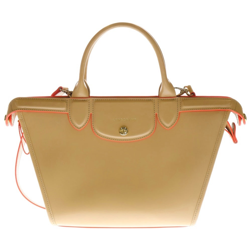 LONGCHAMP(ロンシャン) Le Piage Heritage Neon Leather Satchel エリタージュ レザーハンドバッグ ショルダーバッグ ベージュ