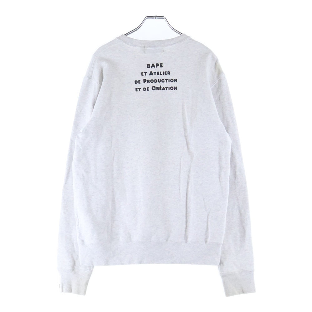 A BATHING APE(アベイシングエイプ) × A.P.C. Baby Milo Print Crew Sweatshirt 002SWI231902C アーペーセー ベビーミロ プリントクルーネック長袖スウェットトレーナー グレー