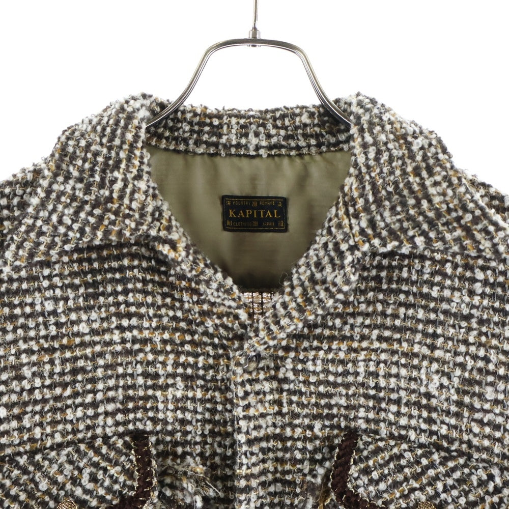 KAPITAL(キャピタル) fancy tweed board shirt ファンシー ツイード ボード 長袖シャツジャケット ピンク K2410LS092