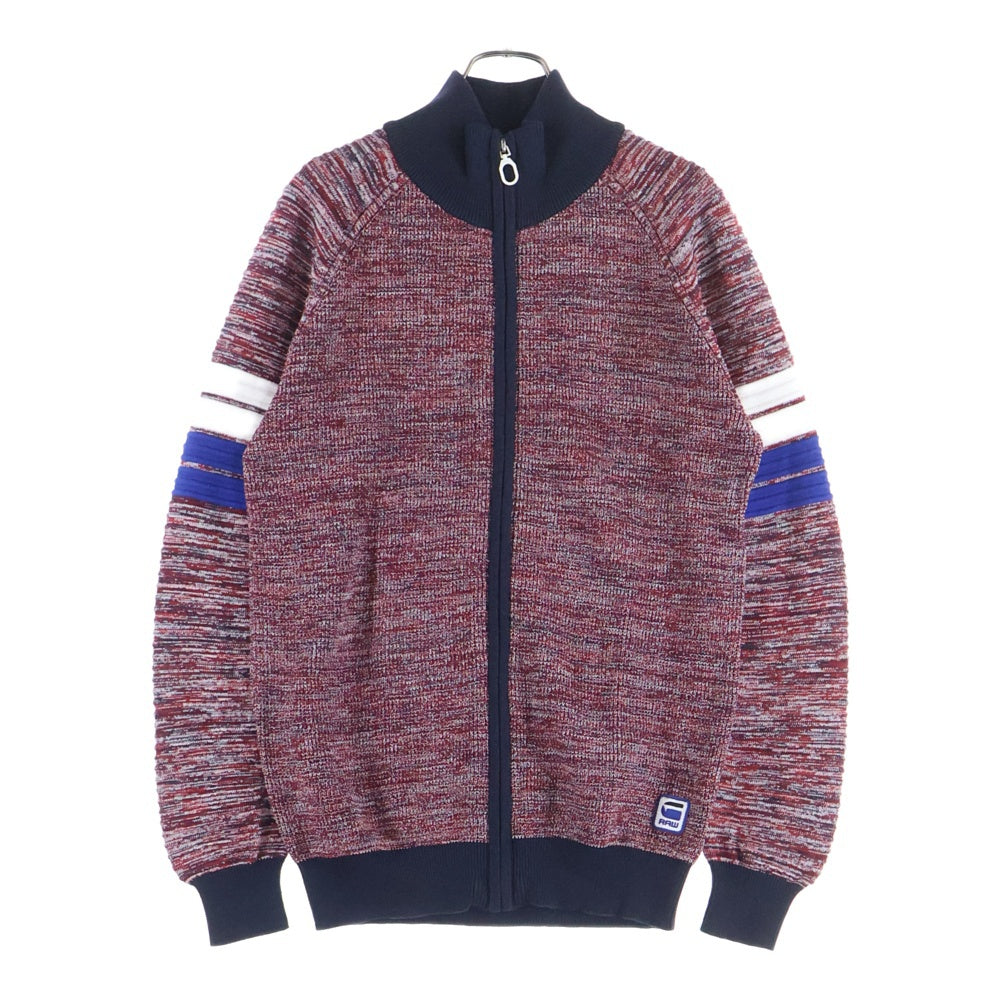 G-STAR RAW(ジースターロウ) Suzaki Stripe Zip Through Knit フルジップ オーガニックコットン セーター レッド系 D12747-B155-A266