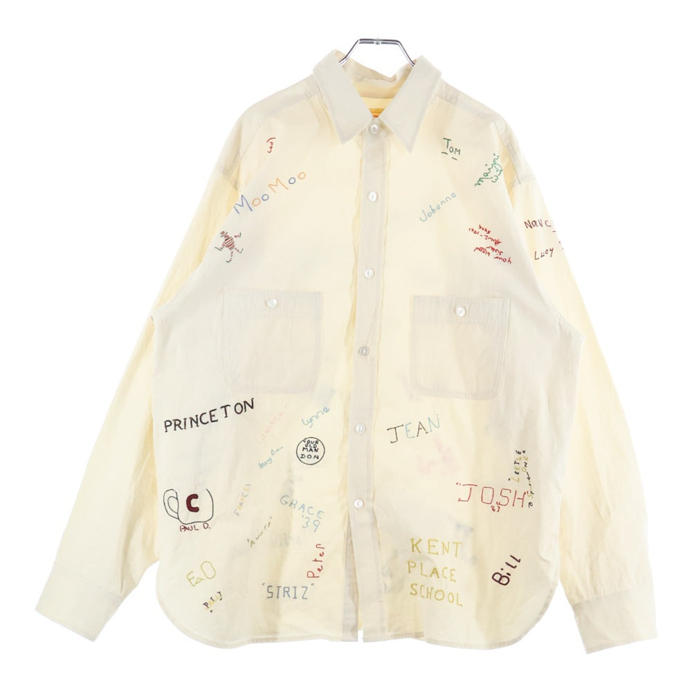 PAY DAY(ペイデイ) All Over Print Long Sleeve Shirt 総柄 刺繍 長袖シャツ ホワイト PD17-SH-BE4